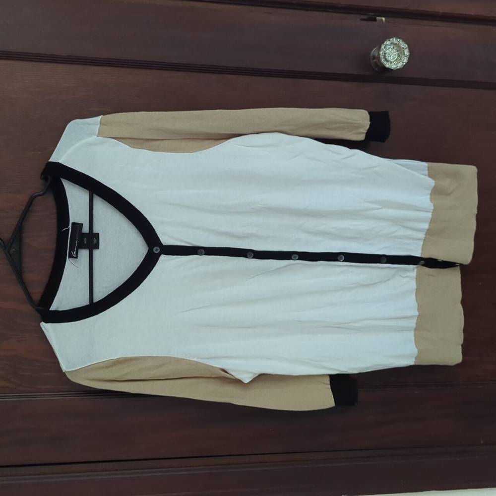 Lane Bryant White, Tank, And Black 3/4 Sleeve Cotton Button Cardigan Size 18/20 - Picture 1 of 6